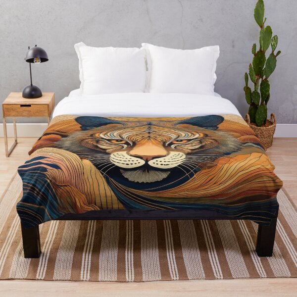 Item preview, Tigre del Horizonte Dorado – Retrato abstracto moderno de animal designed and sold by MDKey DESIGN.