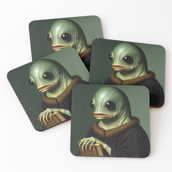 Item preview, The deep one a Creepy Lovecraftian citizen of Innsmouth portrait art designed and sold by Vintage Designs +.