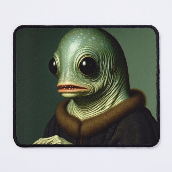 Item preview, The deep one a Creepy Lovecraftian citizen of Innsmouth portrait art designed and sold by Vintage Designs +.