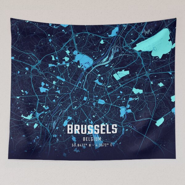 Item preview, Brussels Midnight City Map designed and sold by HomeLivingCo.