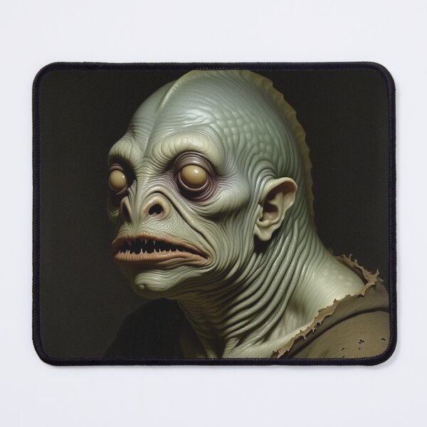 Item preview, The deep one a Creepy Lovecraftian citizen of Innsmouth portrait art designed and sold by Vintage Designs +.