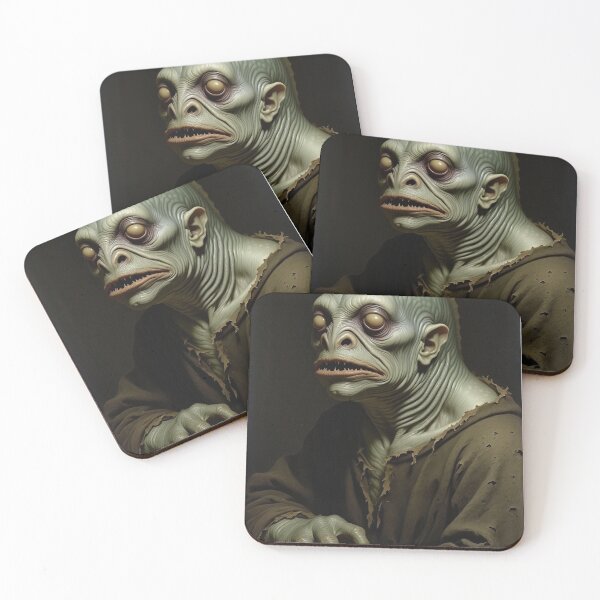 Item preview, The deep one a Creepy Lovecraftian citizen of Innsmouth portrait art designed and sold by Vintage Designs +.