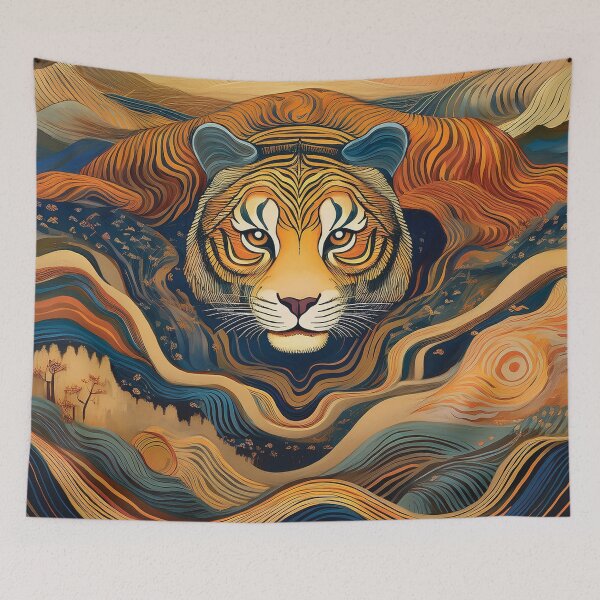 Item preview, Celestial Tiger of the Valley – Abstract Surreal Landscape designed and sold by MDKey DESIGN.