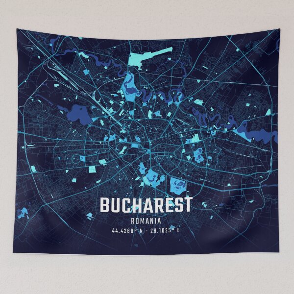 Item preview, Bucharest Midnight City Map designed and sold by HomeLivingCo.