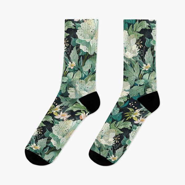 Item preview, Lush Botanical Pattern With Pastel Green Flowers And Rich Green Foliage designed and sold by CoolPixels.