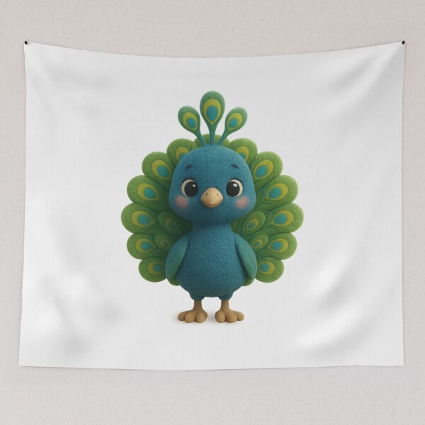 Item preview, Adorable Peacock with Colourful Tail Feathers  - Cute Cottagecore 3D Art designed and sold by Moons Studio.