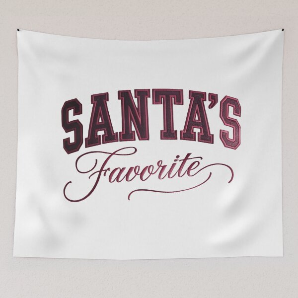 Item preview, Santa’s Favorite White Embroidered Sweatshirt – Collegiate Varsity Font Holiday Crewneck on Cozy Cream Rug designed and sold by ZyxDes.