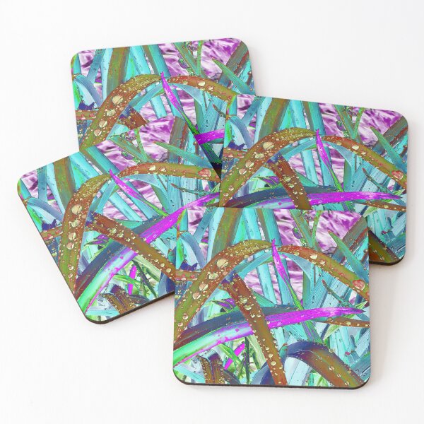 Item preview, Abstract Macro Raindrops on Teal & Pink Leaves designed and sold by SXW Designs.