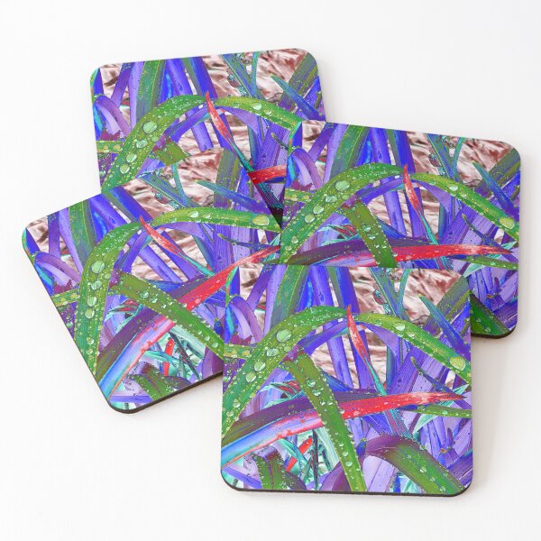 Item preview, Abstract Macro Raindrops on Indigo & Green Leaves designed and sold by SXW Designs.