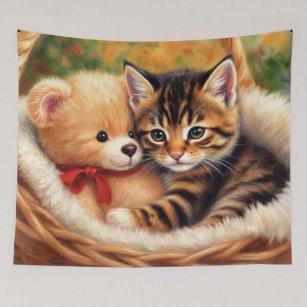 Item preview, Kitten Cuddling a Teddy designed and sold by M-Y-A-R-T-.