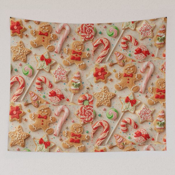 Item preview, Festive Christmas Cookies and Candy Pattern – Colorful Holiday Treats Scene designed and sold by PixelVibe782.