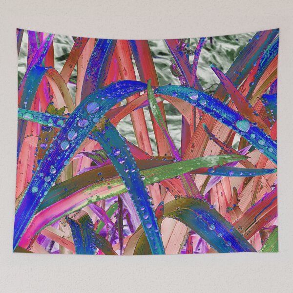 Item preview, Abstract Macro Raindrops on Blue & Red Leaves designed and sold by SXW Designs.