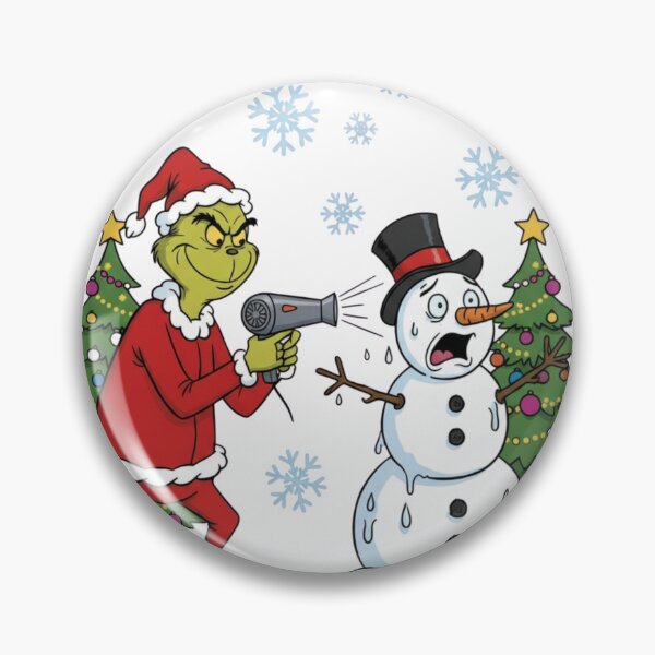 Artikelvorschau, Lustiger Grinch, der einen Schneemann schmelzen lässt – Fröhliche Grinchmas-Cartoon-Design entworfen und verkauft von IvyDesignShop.