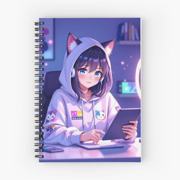 Item preview, DoledUp Gen Z Cat? at a sleek desk with LED lights – streaming vibes & digital coolness designed and sold by FotoworldEdel.