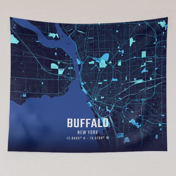Item preview, Buffalo Midnight City Map designed and sold by HomeLivingCo.