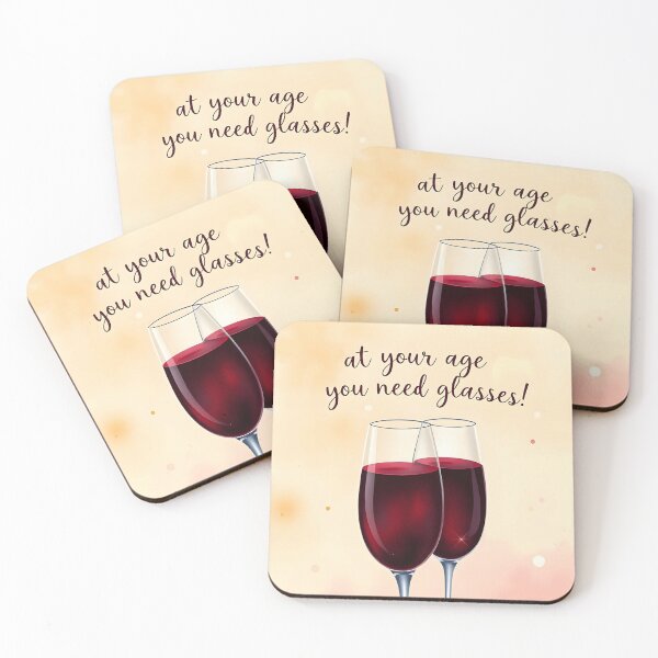Item preview, At Your Age You Need Glasses – Red Wine Watercolor Birthday Design designed and sold by EmeraldeaArt.