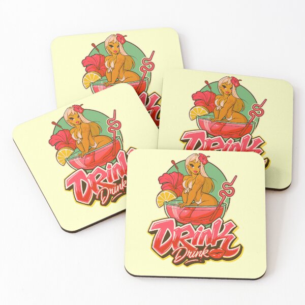Item preview, Tiki Drink Babe – Tropical Pin-Up Graffiti Art designed and sold by ANIKO STORE.