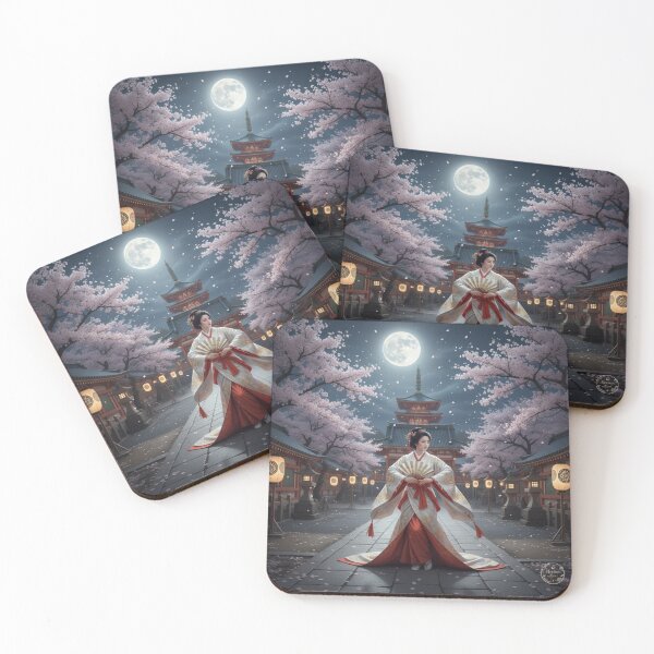 Item preview, Shizuka Gozen – The Moonlit Dance at Tsurugaoka Hachimangu | Japanese Fantasy Art by Mori no Akari designed and sold by Mori-no-Akari.