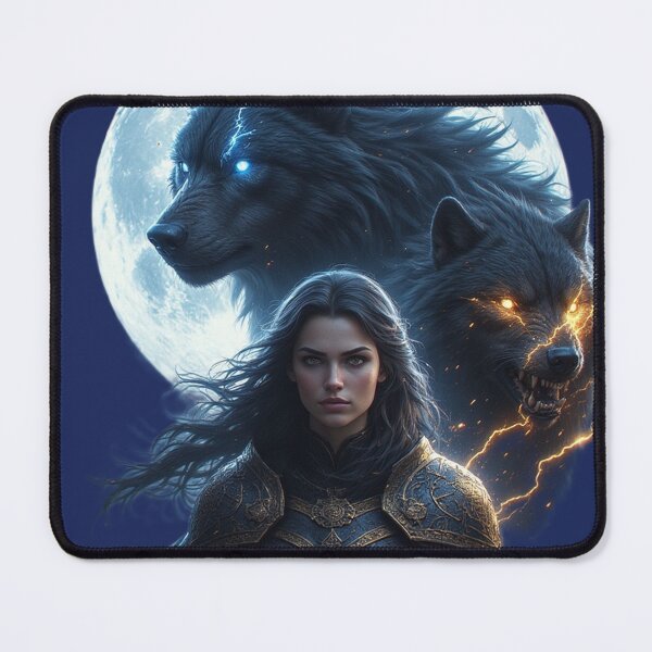 Item preview, Dual Spirit Wolf Goddess — Lunar & Fire Alpha Guardian Warrior by NegarTv Designs designed and sold by NegarTv Designs.