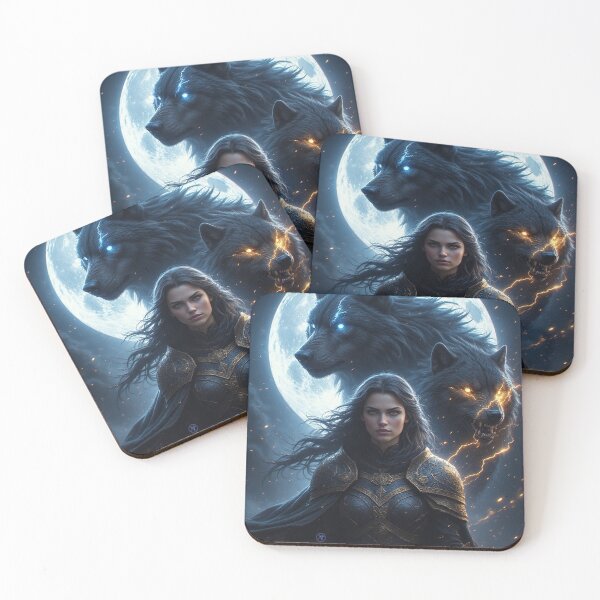 Item preview, Dual Spirit Wolf Goddess — Lunar & Fire Alpha Guardian Warrior by NegarTv Designs designed and sold by NegarTv Designs.