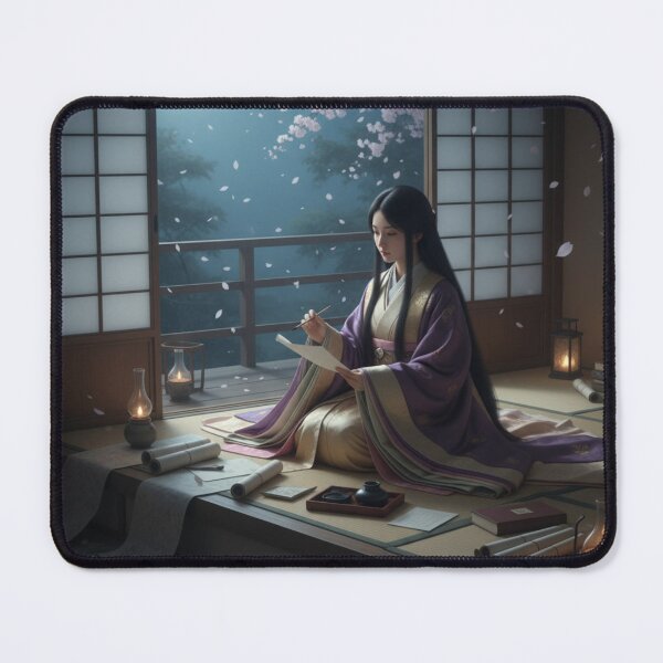 Item preview, Murasaki Shikibu – The Poet of Moonlit Words | Japanese Fantasy Art by Mori no Akari designed and sold by Mori-no-Akari.