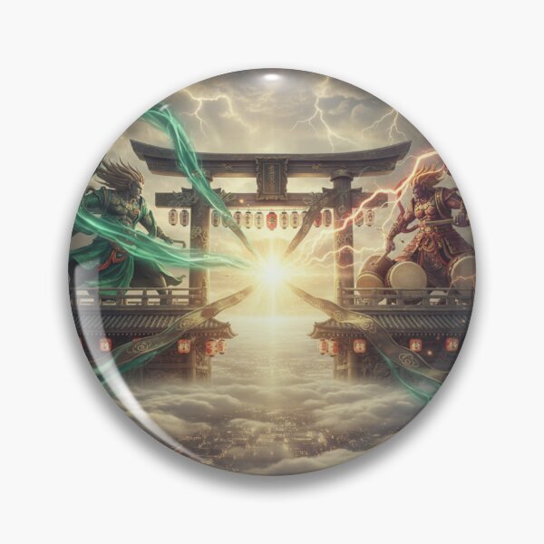 Item preview, Fujin & Raijin — Guardians of Wind and Thunder | Japanese Mythical Art designed and sold by Mori-no-Akari.