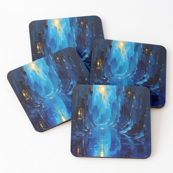 Item preview, Surreal Blue Dream - Mystic Light over Water & Towers – Between Fantasy, Silence & Wonder designed and sold by FotoworldEdel.