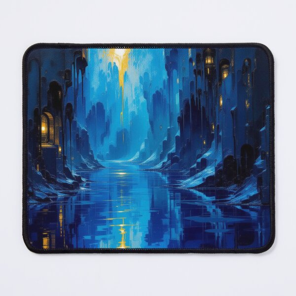 Item preview, Surreal Blue Dream - Mystic Light over Water & Towers – Between Fantasy, Silence & Wonder designed and sold by FotoworldEdel.