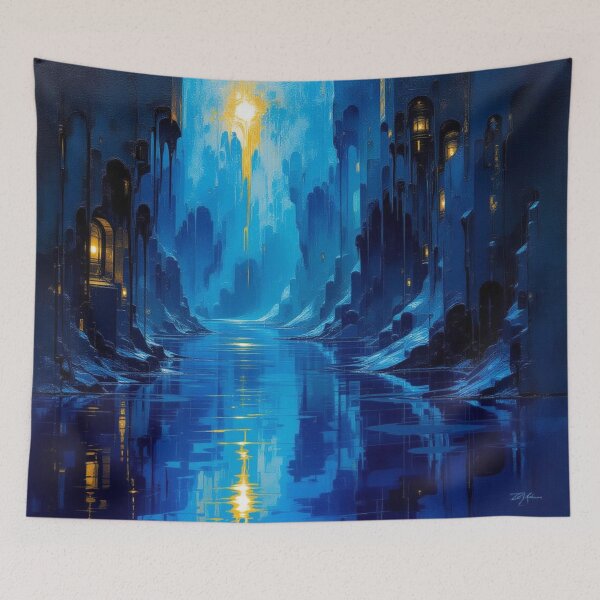 Item preview, Surreal Blue Dream - Mystic Light over Water & Towers – Between Fantasy, Silence & Wonder designed and sold by FotoworldEdel.