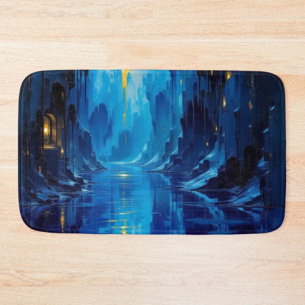 Item preview, Surreal Blue Dream - Mystic Light over Water & Towers – Between Fantasy, Silence & Wonder designed and sold by FotoworldEdel.