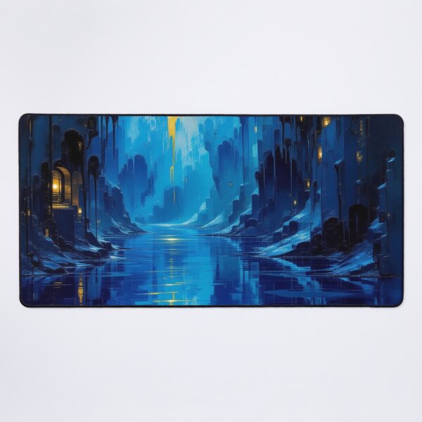 Item preview, Surreal Blue Dream - Mystic Light over Water & Towers – Between Fantasy, Silence & Wonder designed and sold by FotoworldEdel.