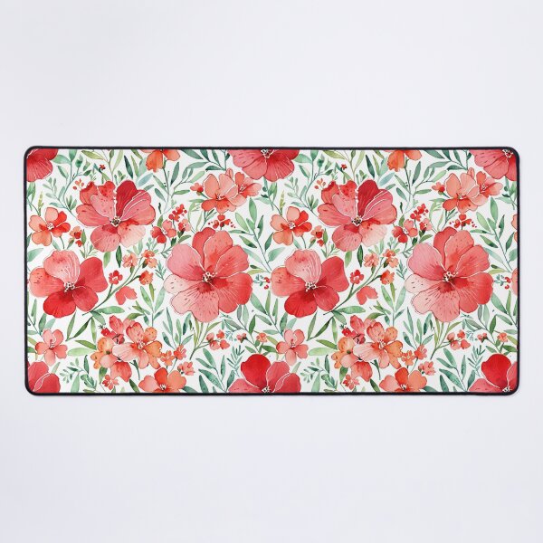 Item preview, Watercolor Red Floral Pattern With Green Foliage designed and sold by CoolPixels.