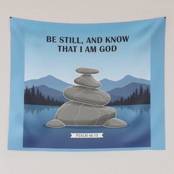 Item preview, Peaceful Stacked Stones with Psalm 46:10 Scripture Art. designed and sold by loveandlightrb.