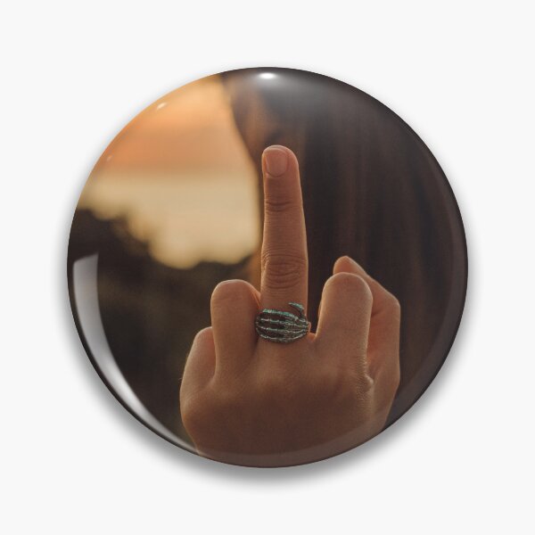 Item preview, Defiant Middle Finger Gesture at Golden Hour with Skeleton Ring designed and sold by MDB_Shop.