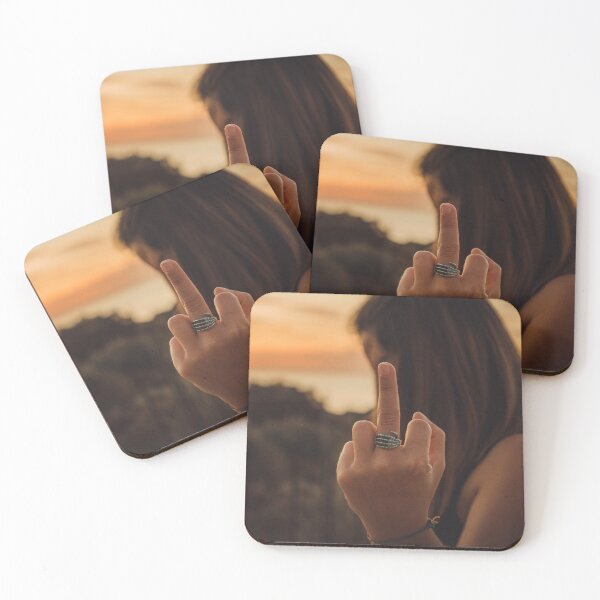 Item preview, Defiant Middle Finger Gesture at Golden Hour with Skeleton Ring designed and sold by MDB_Shop.