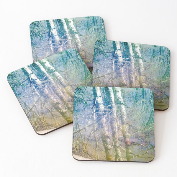 Item preview, Distorted Blue and Teal Forest Reflection Abstract Art designed and sold by MDB_Shop.