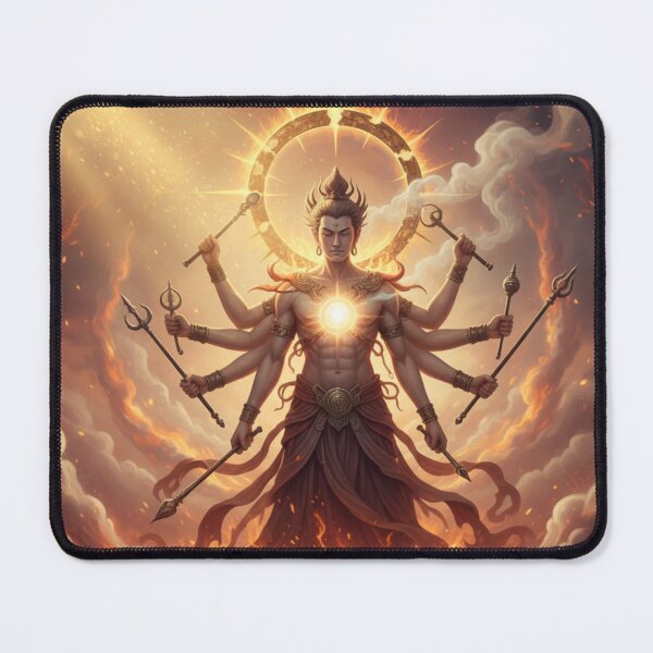 Item preview, Ashura – The Wrathful Deity of Fire and Balance Japanese Buddhist Mythology Art | Divine Warrior of Light designed and sold by Mori-no-Akari.