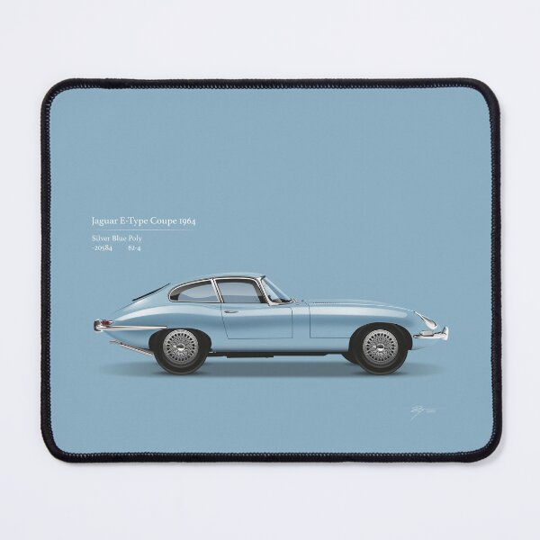 Item preview, 1964 E-Type Coupe, Silver Blue Poly. designed and sold by Tunstall Illustration.