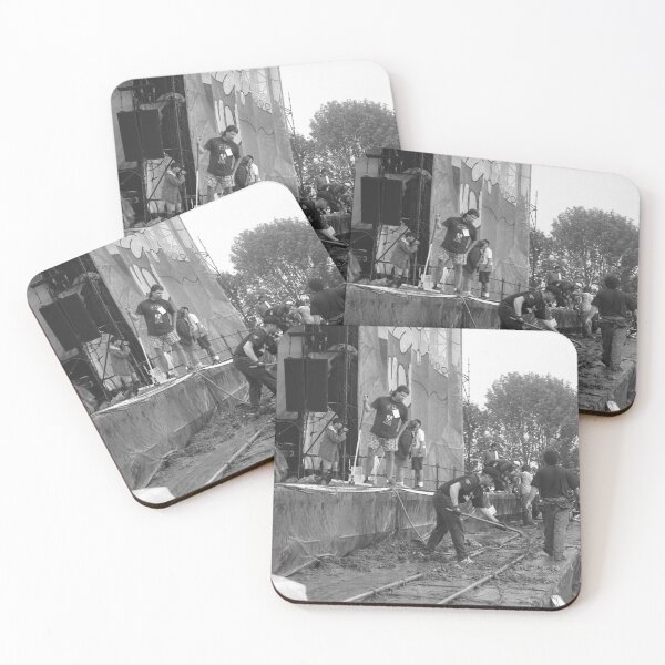 Item preview, Stage Hands Shoveling Mud And Grass At Woodstock 94 designed and sold by ConcertImages.