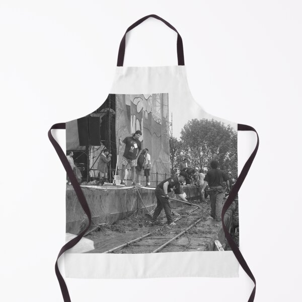 Item preview, Stage Hands Shoveling Mud And Grass At Woodstock 94 designed and sold by ConcertImages.