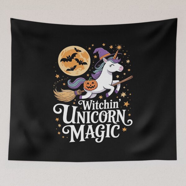 Item preview, Witchin' Unicorn Magic Halloween Unicorn Witch Party  designed and sold by HuValverdeArt.