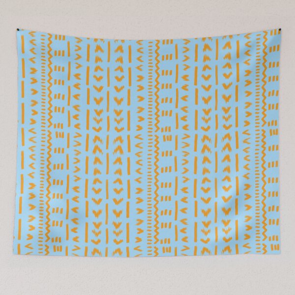 Item preview, Paths Of Sun Mudcloth African Pattern In Light Cerulean designed and sold by CanvasTrails.