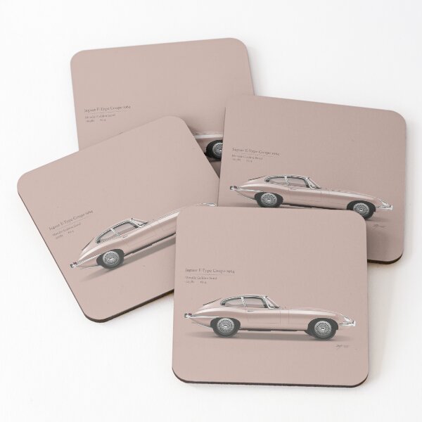 Item preview, 1964 E-Type Coupe, Metallic Golden Sand. designed and sold by Tunstall Illustration.