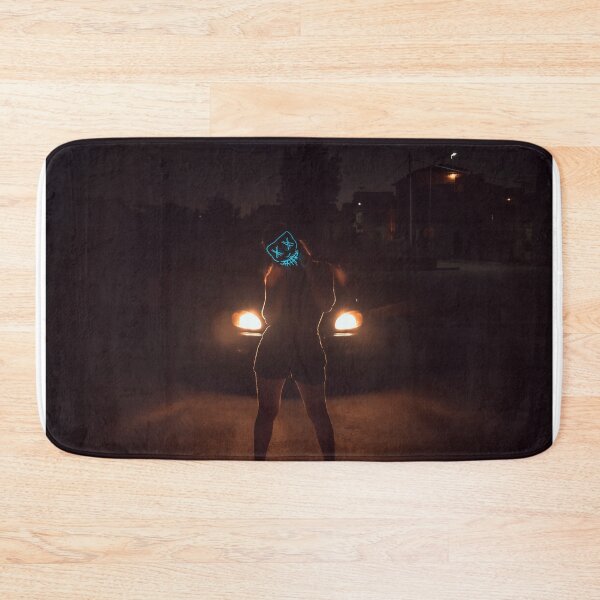 Item preview, Electric Blue Neon Purge Mask Silhouette with Car Headlights designed and sold by MDB_Shop.