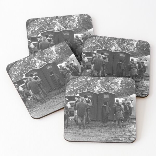 Item preview, People Waiting For a Porta John At Woodstock 94 - BW Photograph designed and sold by ConcertImages.