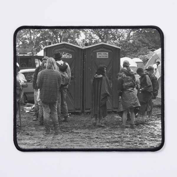 Item preview, People Waiting For a Porta John At Woodstock 94 - BW Photograph designed and sold by ConcertImages.