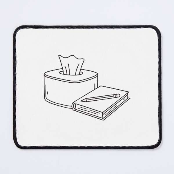 Item preview, A tissue box beside a pencil and sketchbook on the table designed and sold by rasagamastore.