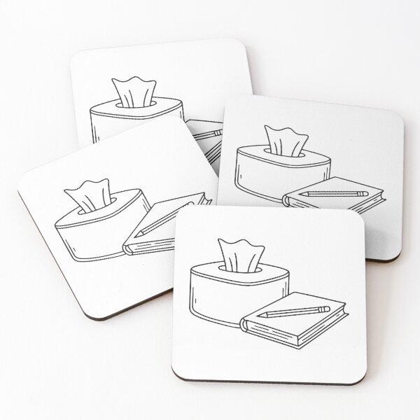 Item preview, A tissue box beside a pencil and sketchbook on the table designed and sold by rasagamastore.