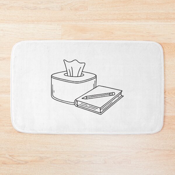 Item preview, A tissue box beside a pencil and sketchbook on the table designed and sold by rasagamastore.