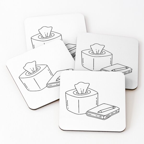 Item preview, A tissue box beside a pencil and sketchbook designed and sold by rasagamastore.